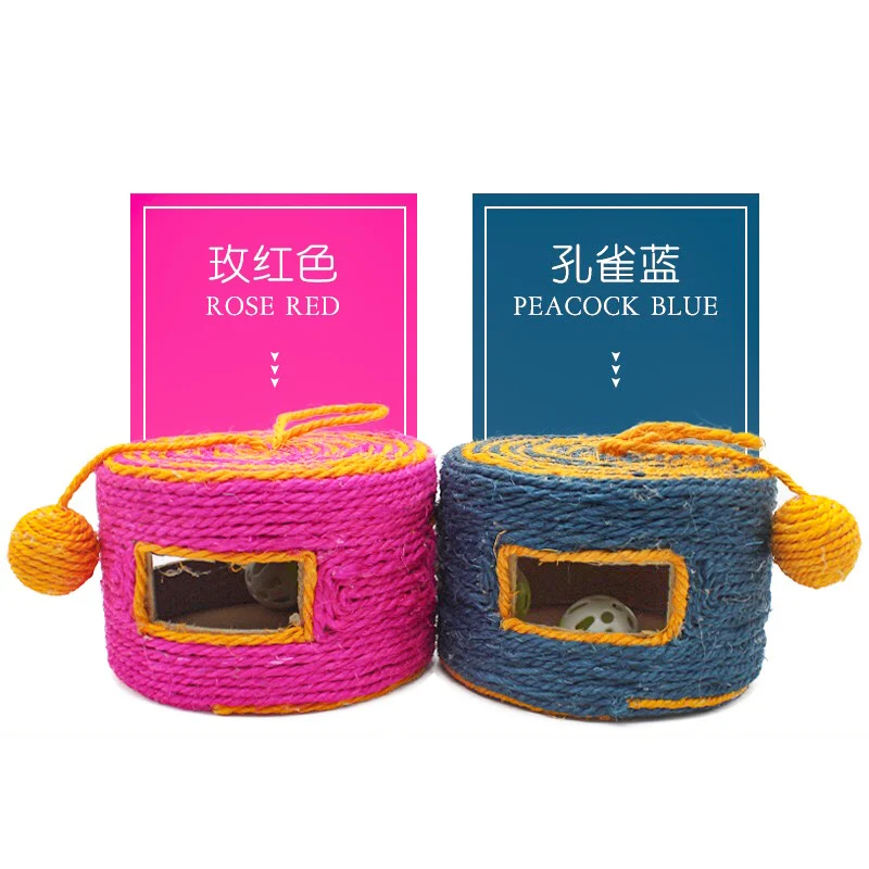 Натуральная Когтеточка из сизаля для кошек игрушка с шариками котят забавная