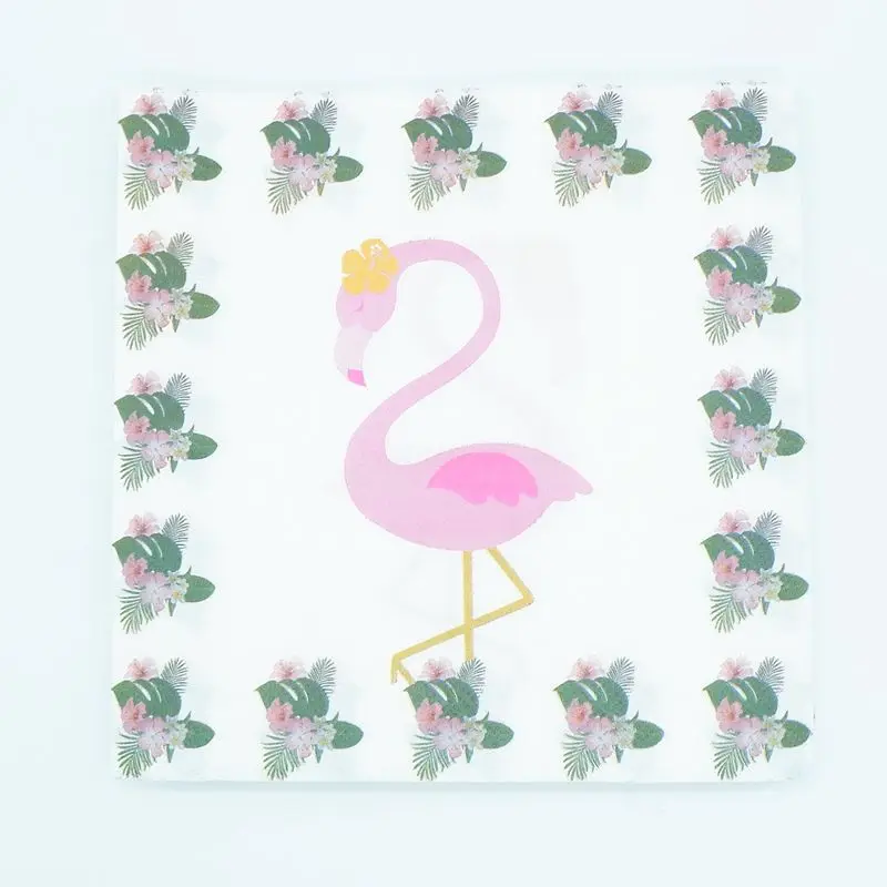 Paper Napkin 20pcs Фламинго одноразовые наборы посуды бумажные чашки тарелки салфетки соломинки столовая посуда для украшения на свадьбу на день рождения вечерние принадлежности - Цвет: Paper Napkin 20pcs