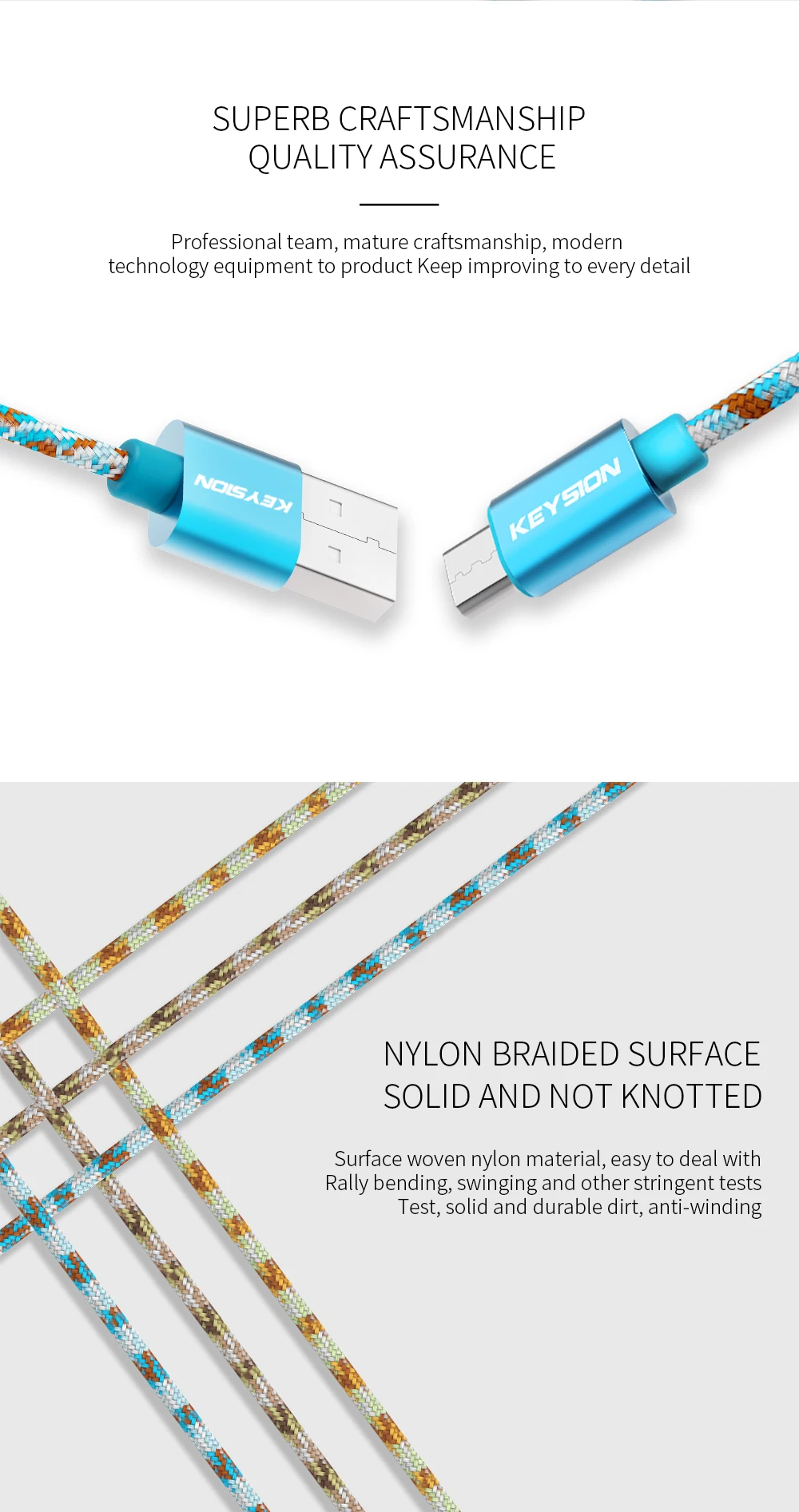 KEYSION Micro USB кабель 2.4A нейлон Быстрая зарядка USB кабель для передачи данных для samsung Xiaomi Tablet Android мобильный телефон usb зарядный шнур