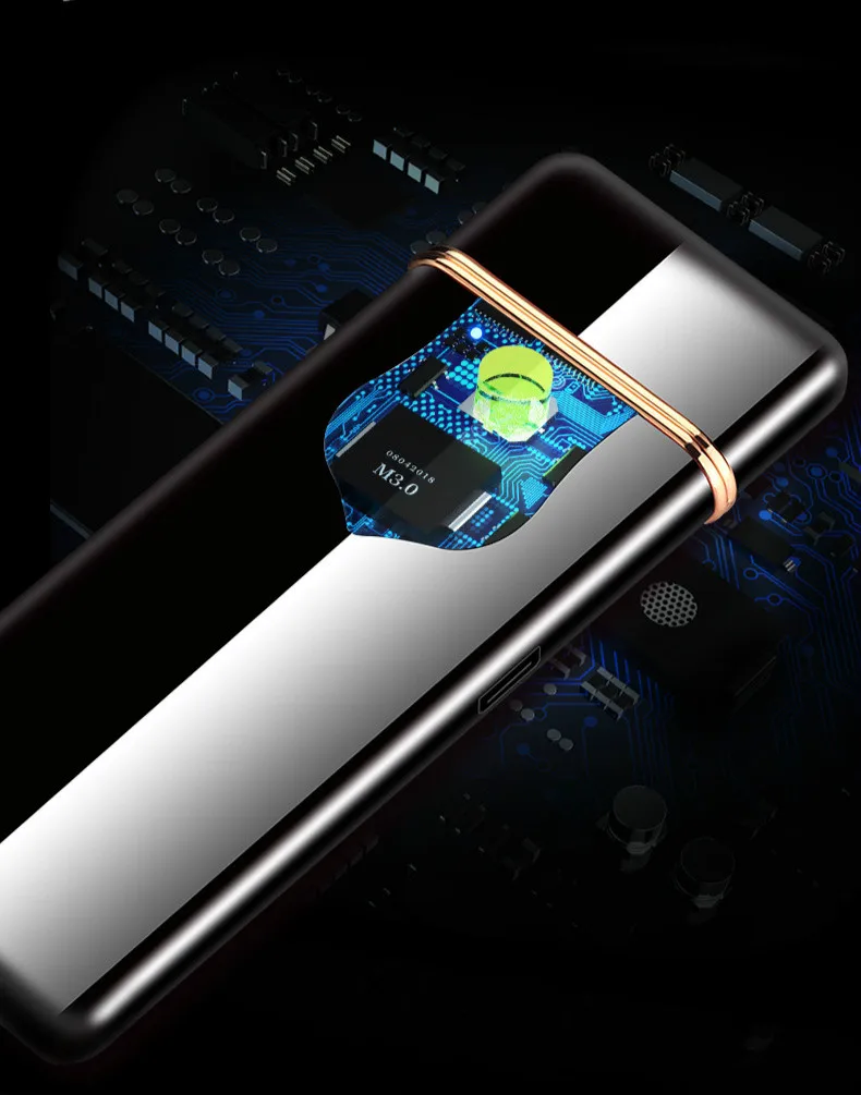 Новая usb зарядка Зажигалка сенсорная Индукционная тонкая перезаряжаемая Зажигалка для сигарет ветрозащитная металлическая электрическая зажигалка гаджеты для мужчин