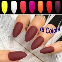 wholesale 24pcsset full cover many colors matte long false nails tips peach red frosted coffin artificial fake nails