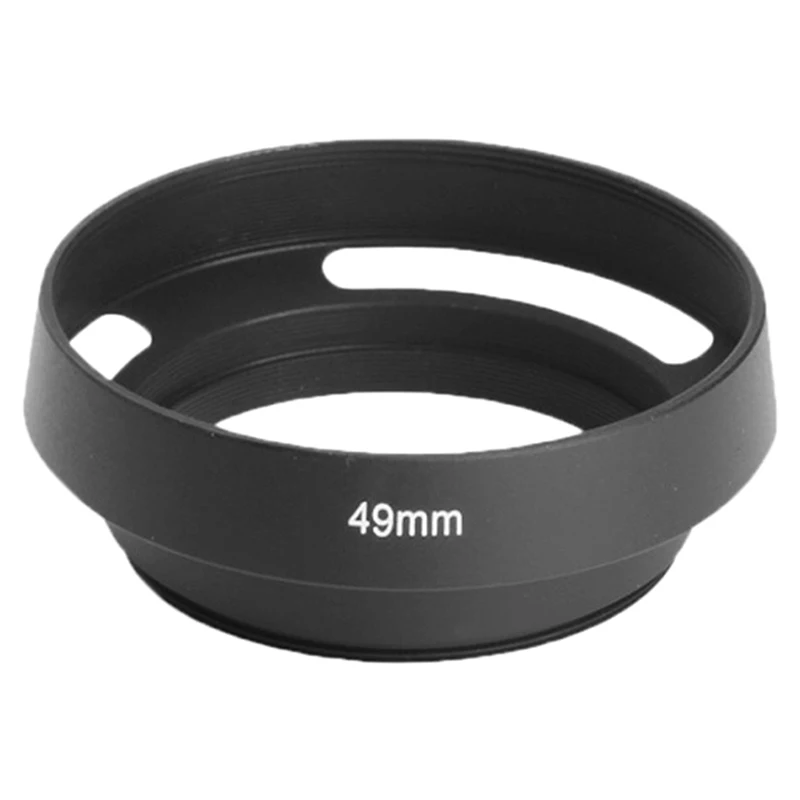 Изогнутая металлическая бленда 49 мм с отверстиями для объектива Canon Nikon Sony Panasonic