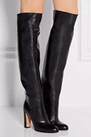 fashion autumn winter luxury women 10 cm high heels black overknee thigh high boots leather stockings punk chaussure femme