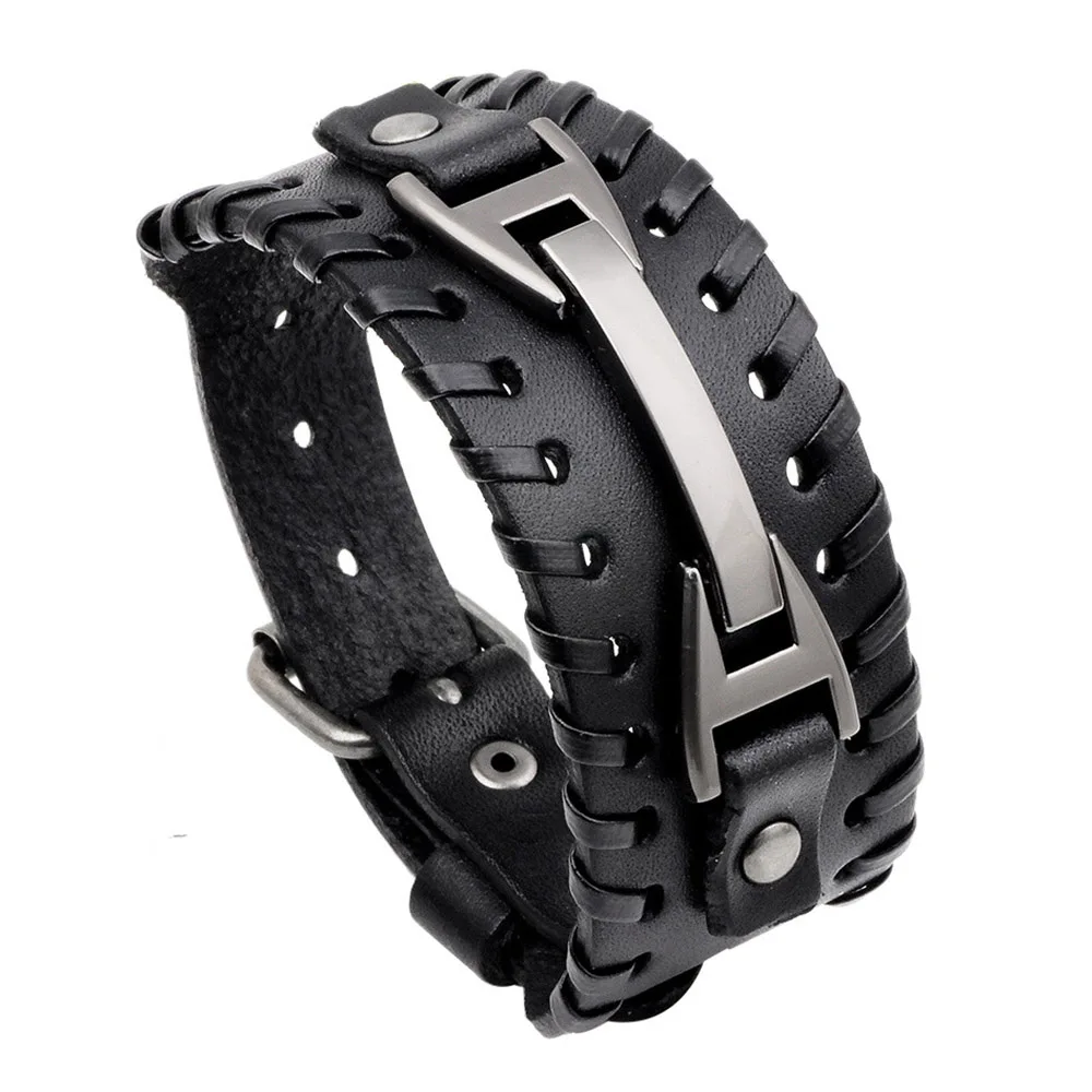 Модный Коричневый Мужской винтажный браслет в стиле панк с пряжкой ремня