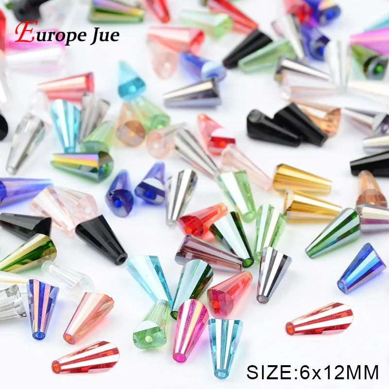 Высококачественные высококлассные Австрийские хрустальные бусины в форме башни конические свободные бусины стеклянный шар 6*12 мм 50 шт. поставка браслетов ювелирных изделий своими руками