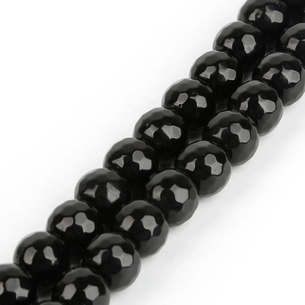 Граненый оникс бисер из черного агата 4 6 8 10 мм для браслета ожерелий ювелирных