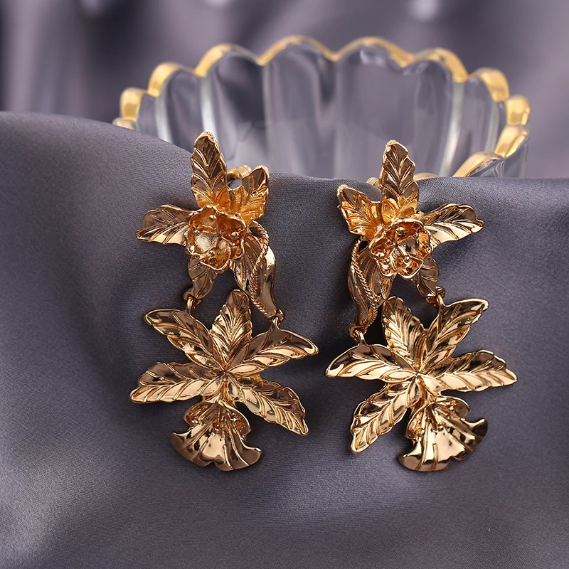 Yhpup трендовые серьги Hyperbole брендовые висячие с растениями геометрические цветком