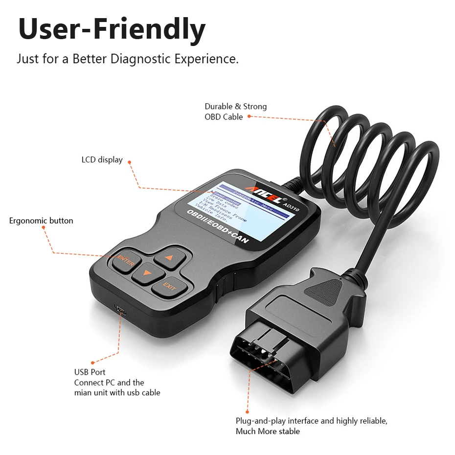 Ancel AD310 OBD2 автомобильный сканер Obdii диагностический инструмент анализатор - Фото №1