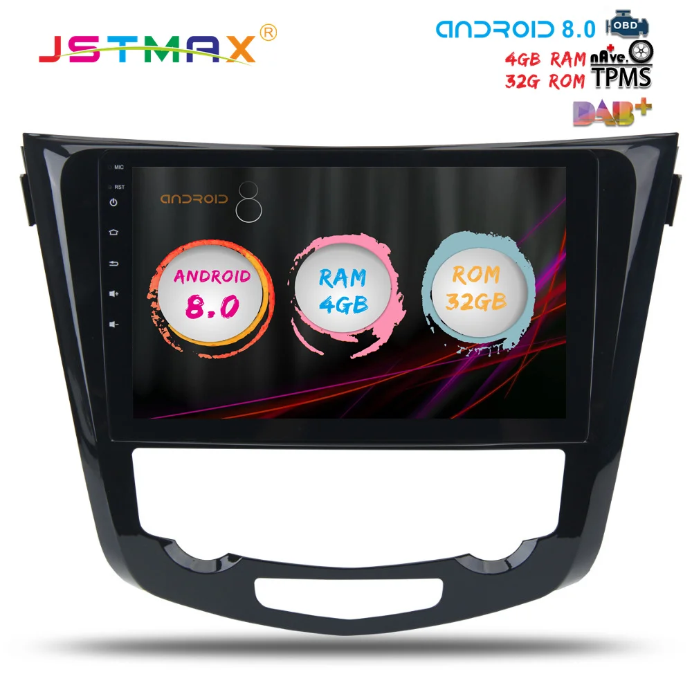 JSTMAX 10 2 &quotAndroid 8 0 Автомобильный GPS радио плеер для Nissan X Trail/Qashqai 2014 2015 2016 2017 4 Гб + 32 ГБ
