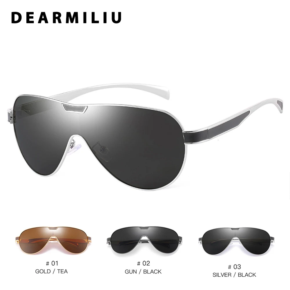 DEARMILIU, новинка, Ретро стиль, мужские поляризованные солнцезащитные очки, для вождения, пилота, одна линза, негабаритных размеров, солнцезащитные очки, uv400, Gafas De Sol, оттенки для женщин