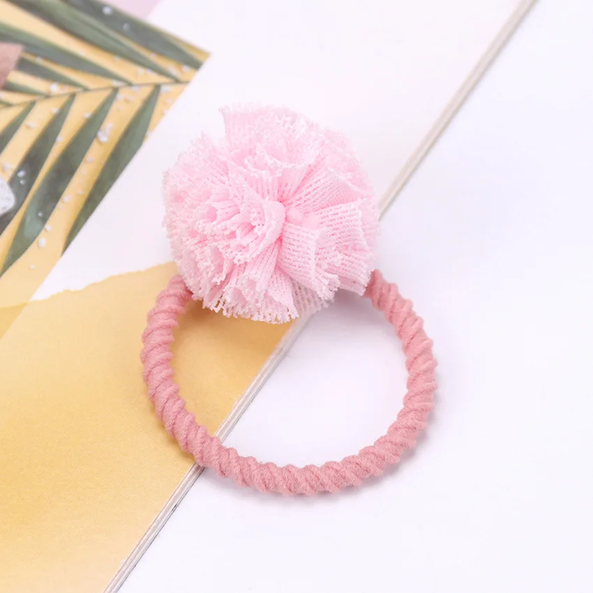 Розовый 2PCS Cute Little Girls Hair Ties Ball Elastic Hair Band For Kids Hair Ropes Hair Accessories - Цвет: Розовый
