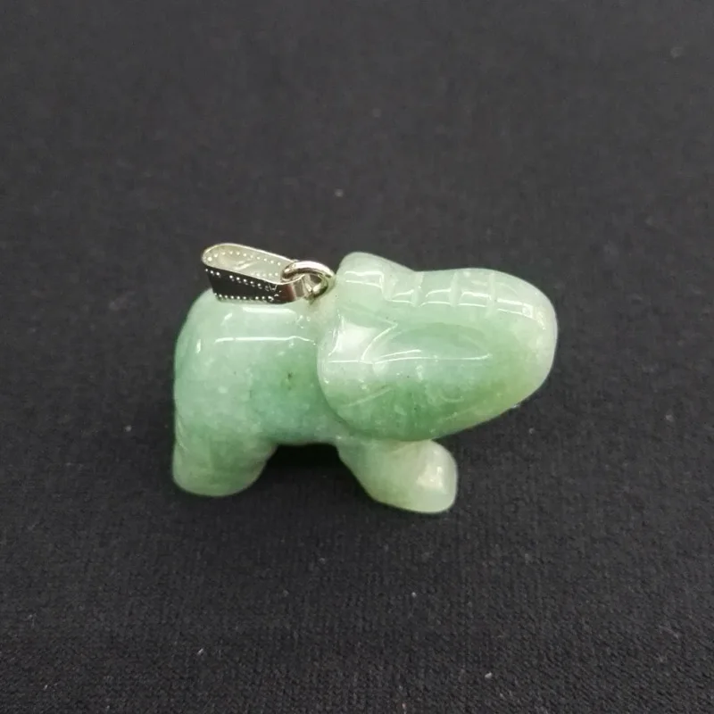 

Wholesale natural Green Aventurine stone pendants carved Elephant Animal pendants 8pcs/lot Free shipping