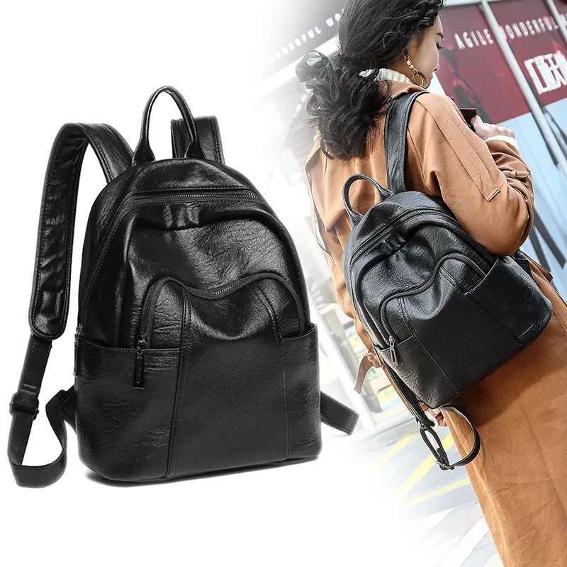 

leather Backpack brand 2018 women Travel shoulder bag School Bags For Teenagers Girls High-end 2019 new ladies backpacks C701