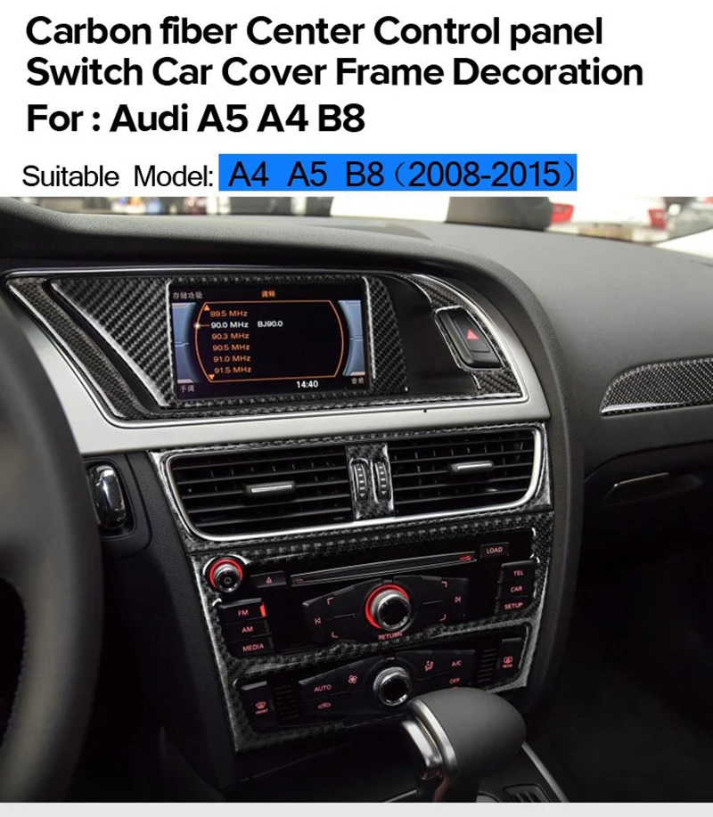 SRXTZM для Audi A4 A5 B8 ремонт автомобиля из углеродного волокна консоль управления CD рамка Крышка отделка интерьера кондиционер рама ручки LHD