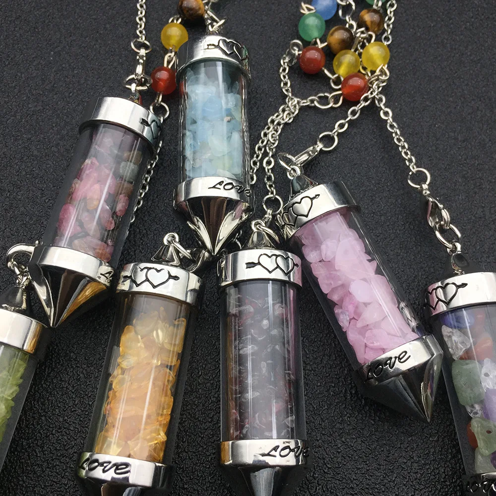 Новое восстанавливающее 7 чакр маятник в бутылке желаний ожерелье с подвеской из