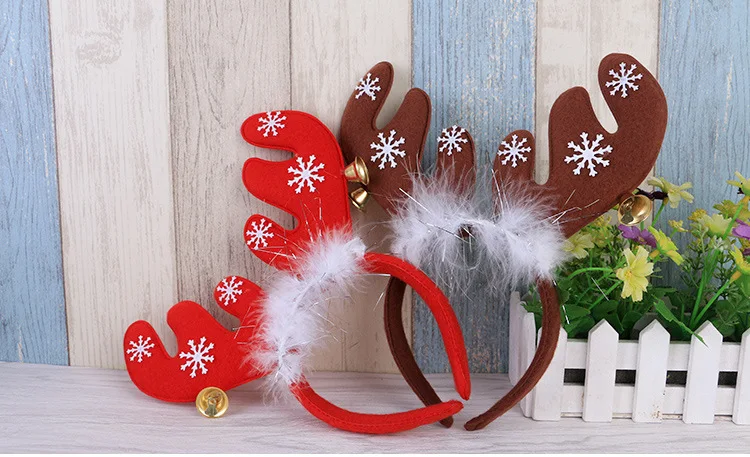 Большой рога перо Колокольчик Рождество колокольчик Милый лось оленьи рожки на