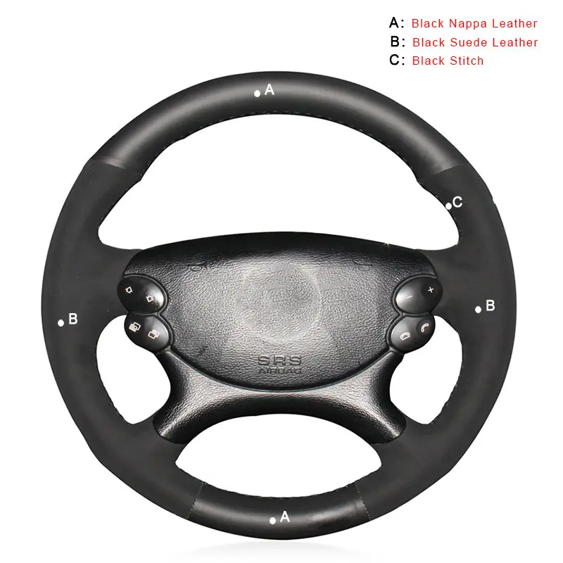 Suede and Nappa Car Braid On The Steering Wheel Cover for Mercedes Benz E63 AMG 2006-2008 CLS 63 AMG 2007 Car-styling Auto Steering Wheel Covers - Название цвета: Suede and Nappa