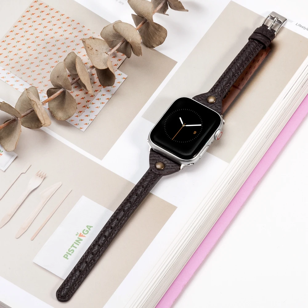 Тонкий кожаный ремешок для Apple Watch 42 мм 44 мм iWatch женский ремешок классические браслеты браслет для отдыха для iWatch серии 4 3 2 1