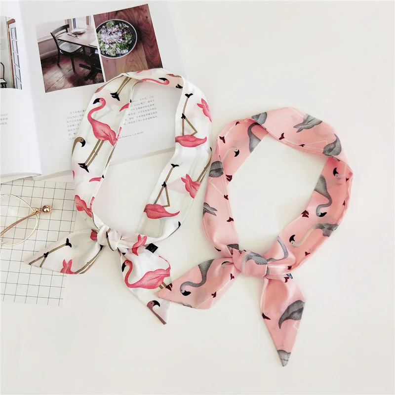 Женские облегающие шарфы Foulard Розовая Повязка на голову с принтом фламинго сумки