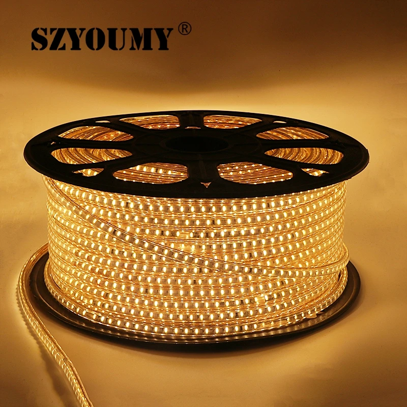SZYOUMY 220 в 230 240 В СВЕТОДИОДНАЯ лента SMD 3014 Водонепроницаемая IP67 I теплая белая