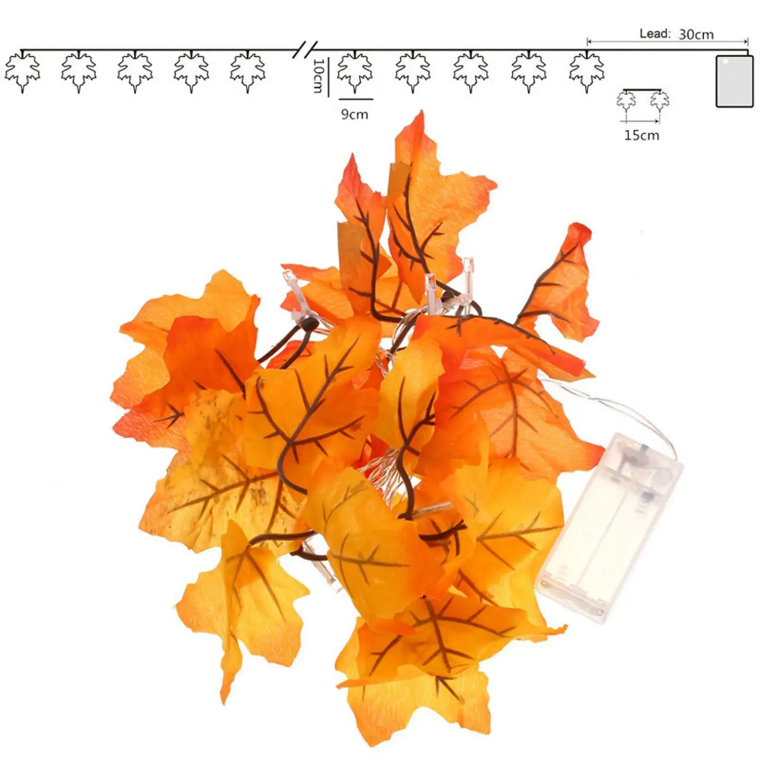 Теплый и романтичный осенний свет с листьями светодиодный светильник питание от