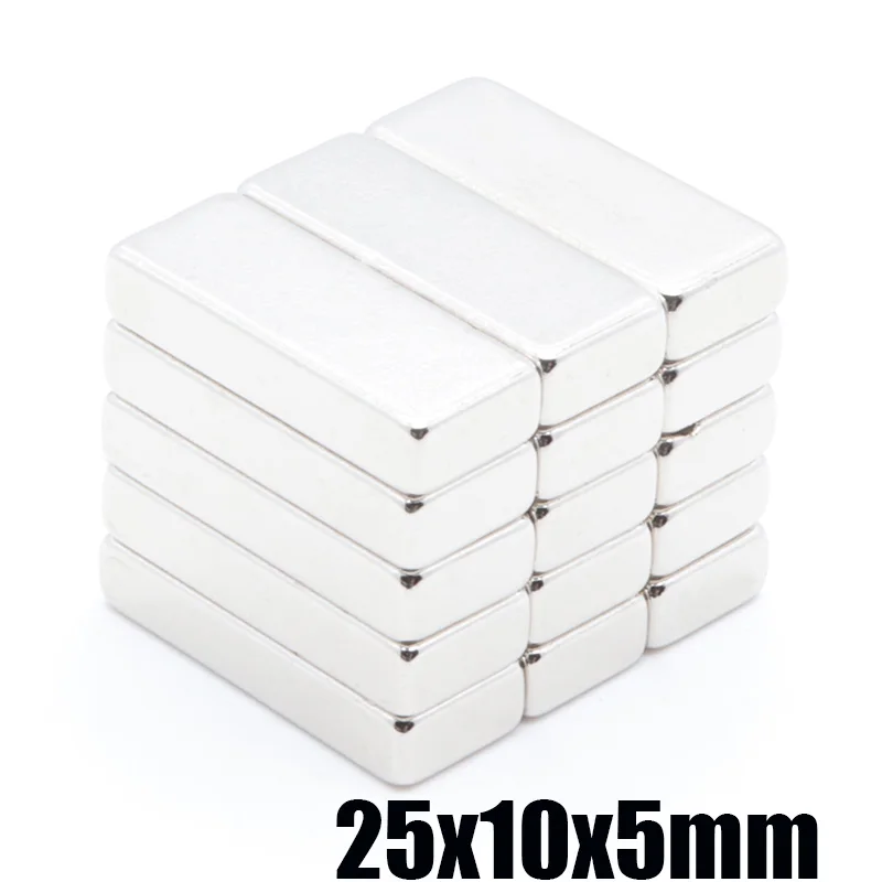 20шт 25x10x5 мм N35 прямоугольный постоянный неодимовый магнит магниты супер редкоземельные магниты Магнит 25X10X5 мм