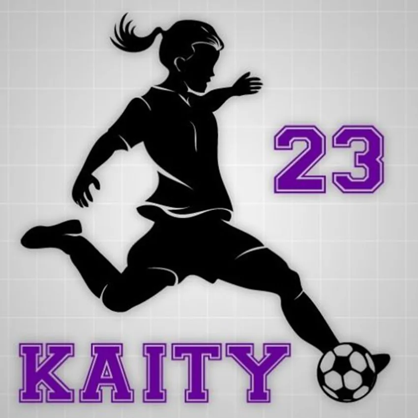 

Handsome Female Soccer Player Ready To Shoot Wall Decal For Girl Kids Rooms Custom Name & Number Sticker Waterproof Decal SYY050