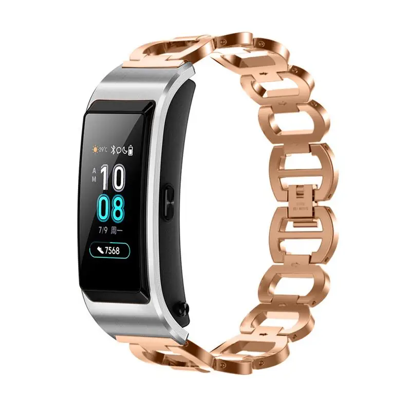Rose Gold Сменный ремешок на запястье для huawei B5 Смарт-часы из нержавеющей стали ремешок для часов аксессуар для huawei B5 ковшовый металлический браслет - Цвет: Rose Gold