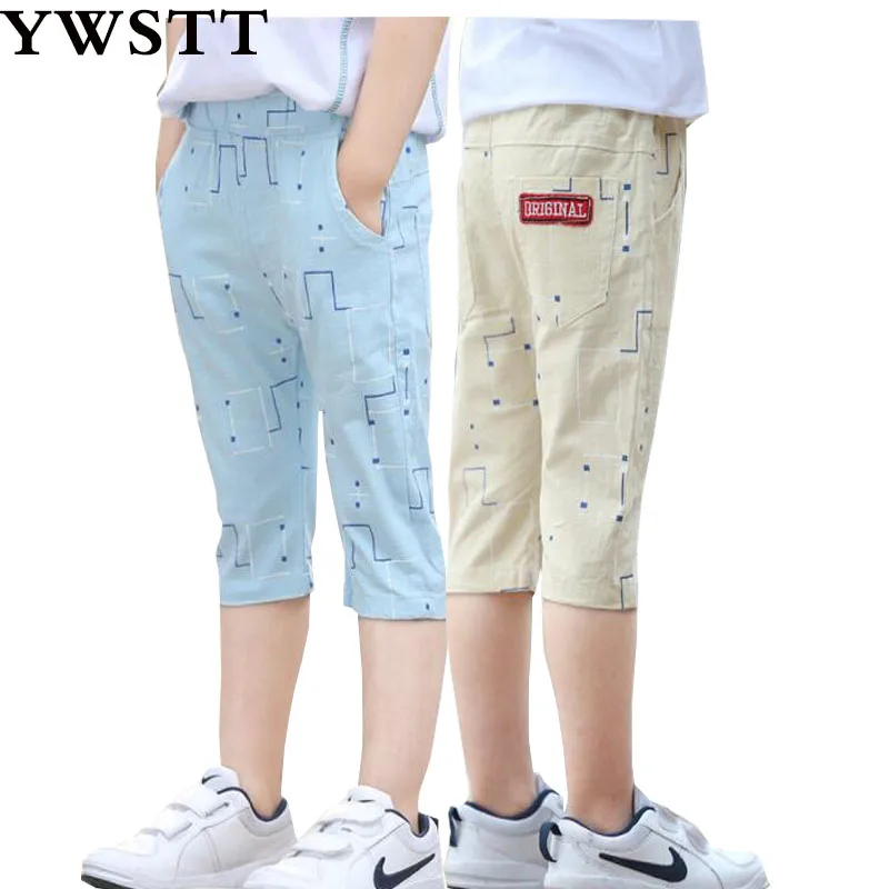 Детская одежда 2019 летние новые брюки из хлопка и льна для мальчиков повседневные