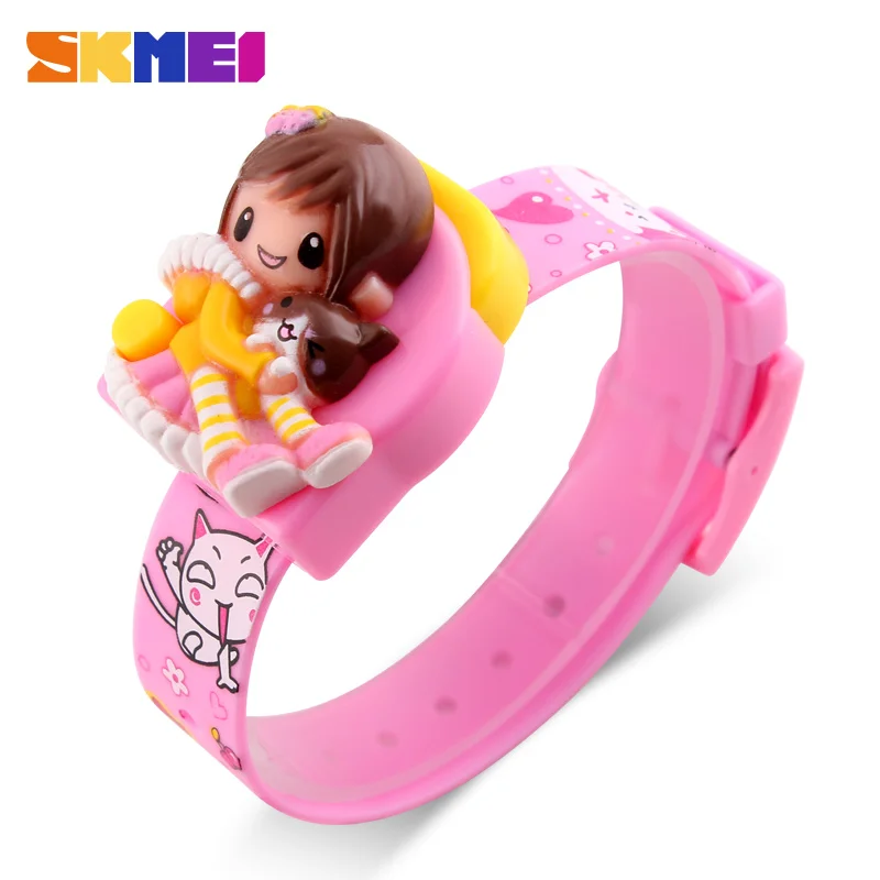 pink Детские часы милые детские часы с рисунком SKMEI модные креативные студенческие часы для девочек детские цифровые милые наручные часы Relogio - Цвет: pink