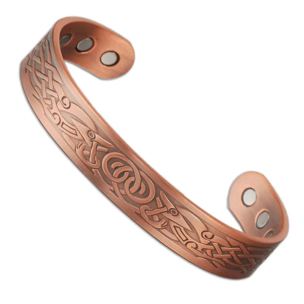Bangle Wollet магнитный браслет из чистой меди, кольцо на запястье для мужчин, открытые манжеты, Био Магнит, забота о здоровье, артрит, ревматизм, облегчение боли - Окраска металла: Bangle