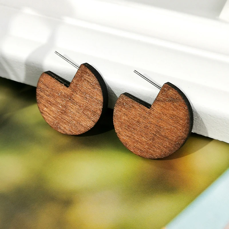 BALANBIU Two Types Classic Geometric Wood Stud Earrings For Women Party Gifts 2019 Newest Ear Pin Fashion Jewelry Accessories | Украшения и