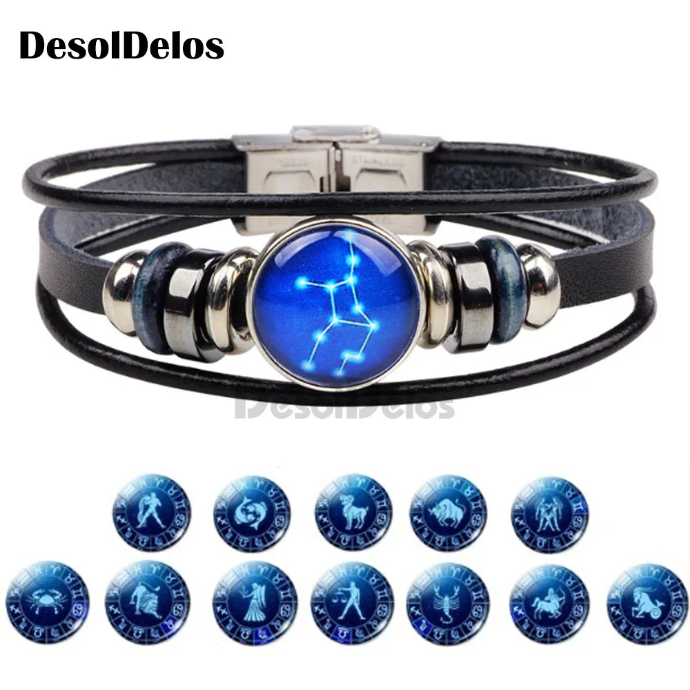 12 знаков зодиака стеклянный купол созвездий серебряный металлический браслет