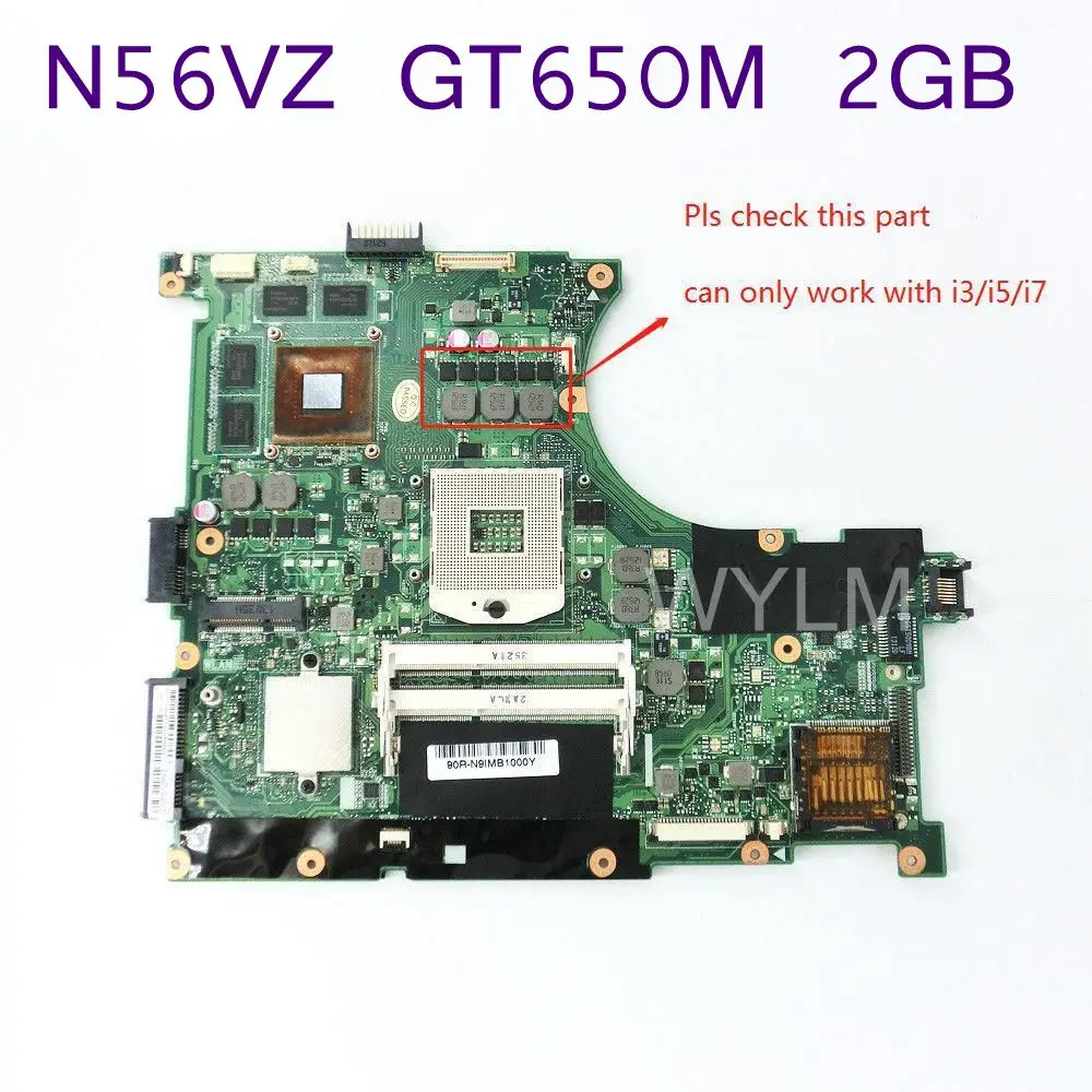 

N56VZ GT650M 2GB REV2.3 Mainboard For ASUS N56VZ N56VM N56V N56VJ N56VV N56VB Laptop Motherboard 60-N9IMB1100-D18 Free Shipping