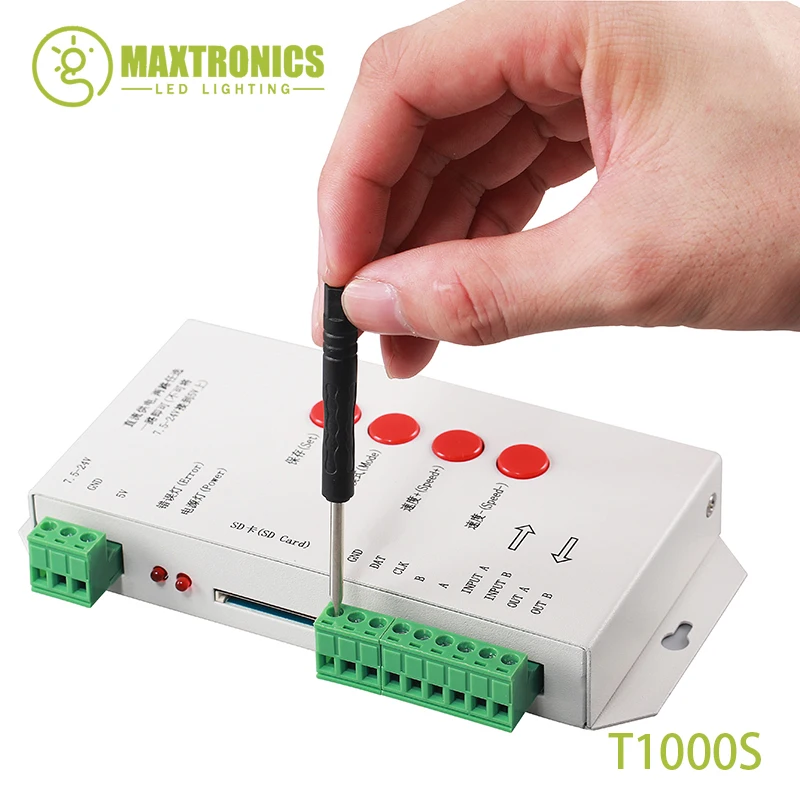 Лучшая цена T1000S sd карта WS2801 WS2811 WS2812B LPD6803 LED 2048 пикселей контроллер DC5 ~ 24V T 1000S RGB