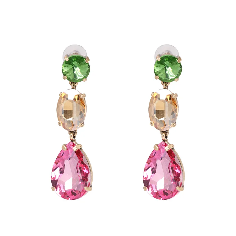 52100-PKBN JUJIA 7 стилей смешанные цвета Кристалл Висячие серьги для женщин корейский мода ювелирные изделия вечерние свадебные серьги подарок - Окраска металла: 52100-PKBN