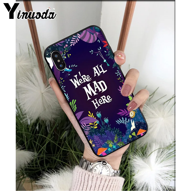 Силиконовый мягкий чехол для телефона Yinuoda we all mad here iphone 13 X XS MAX 6 6S 7 8 Plus 5 5S XR -