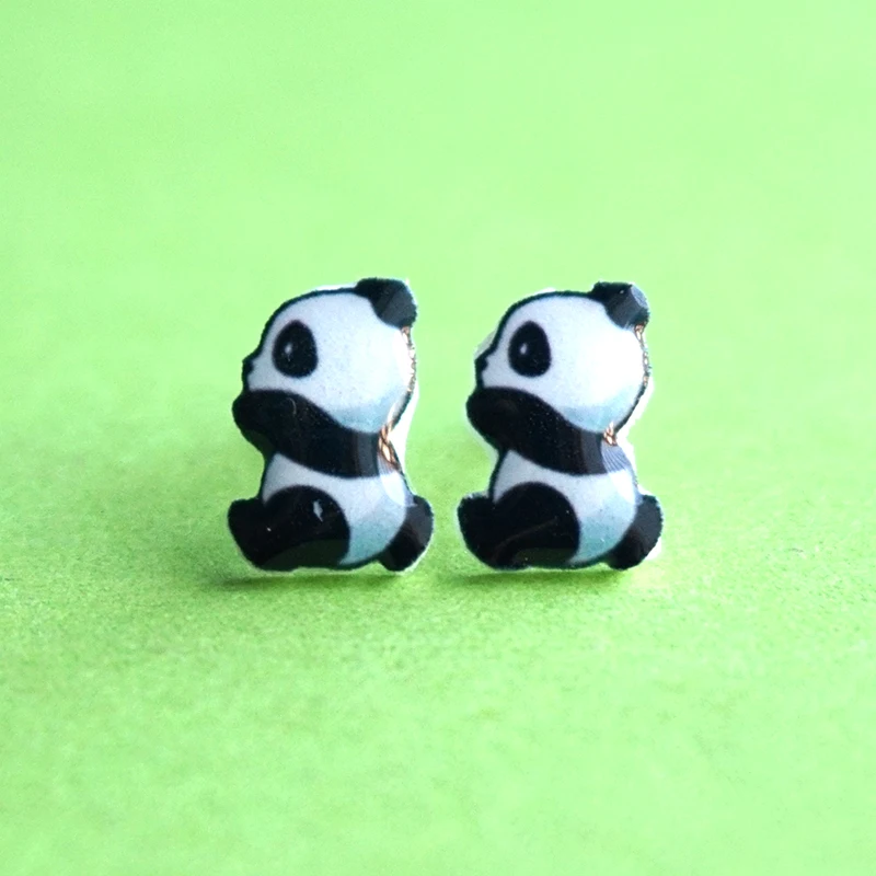 Женские серьги с пандой для девочек Милые аксессуары 925 стерлингового серебра Приколы Последние ювелирные изделия Pendientes Hombre On.
