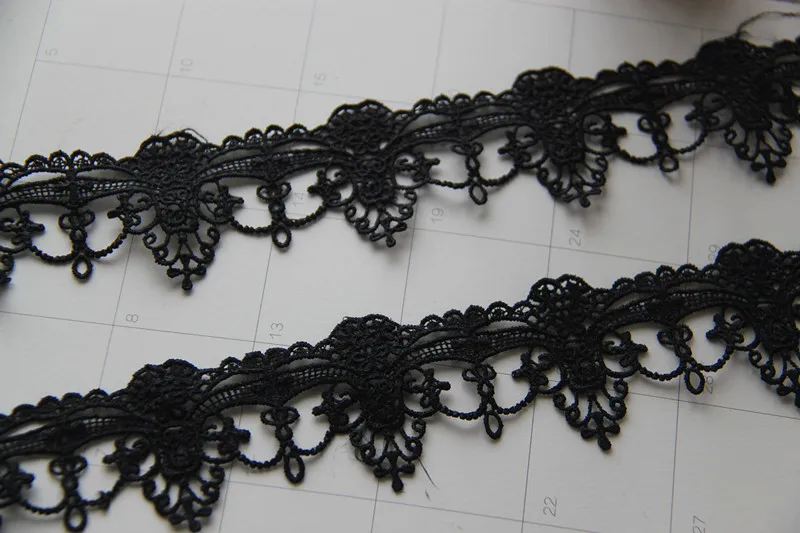 Ажурная вышивка кружевная отделка изящное черное венецианское кружево античная