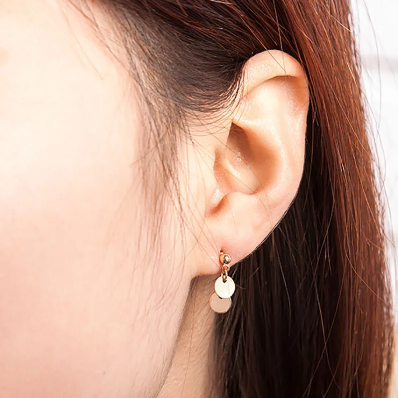 Покрыты золотом серебром серьги гвоздики диски для женщин ювелирные изделия