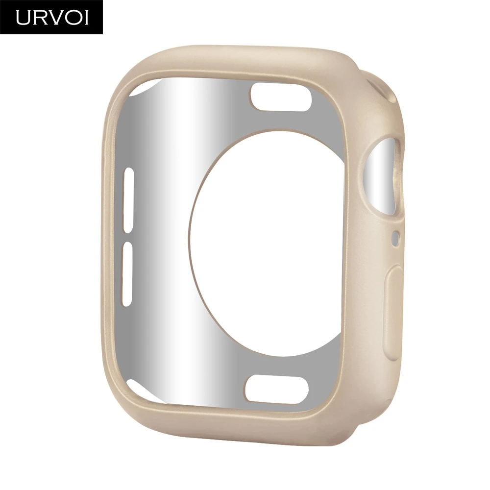Champagne Бампер URVOI для apple watch 4, 5, 3, 2, ТПУ чехол, чехол для iwatch, протектор, тонкая рамка, матовая, цветная, с рисунком, 38, 40, 42, 44 мм - Цвет: Champagne