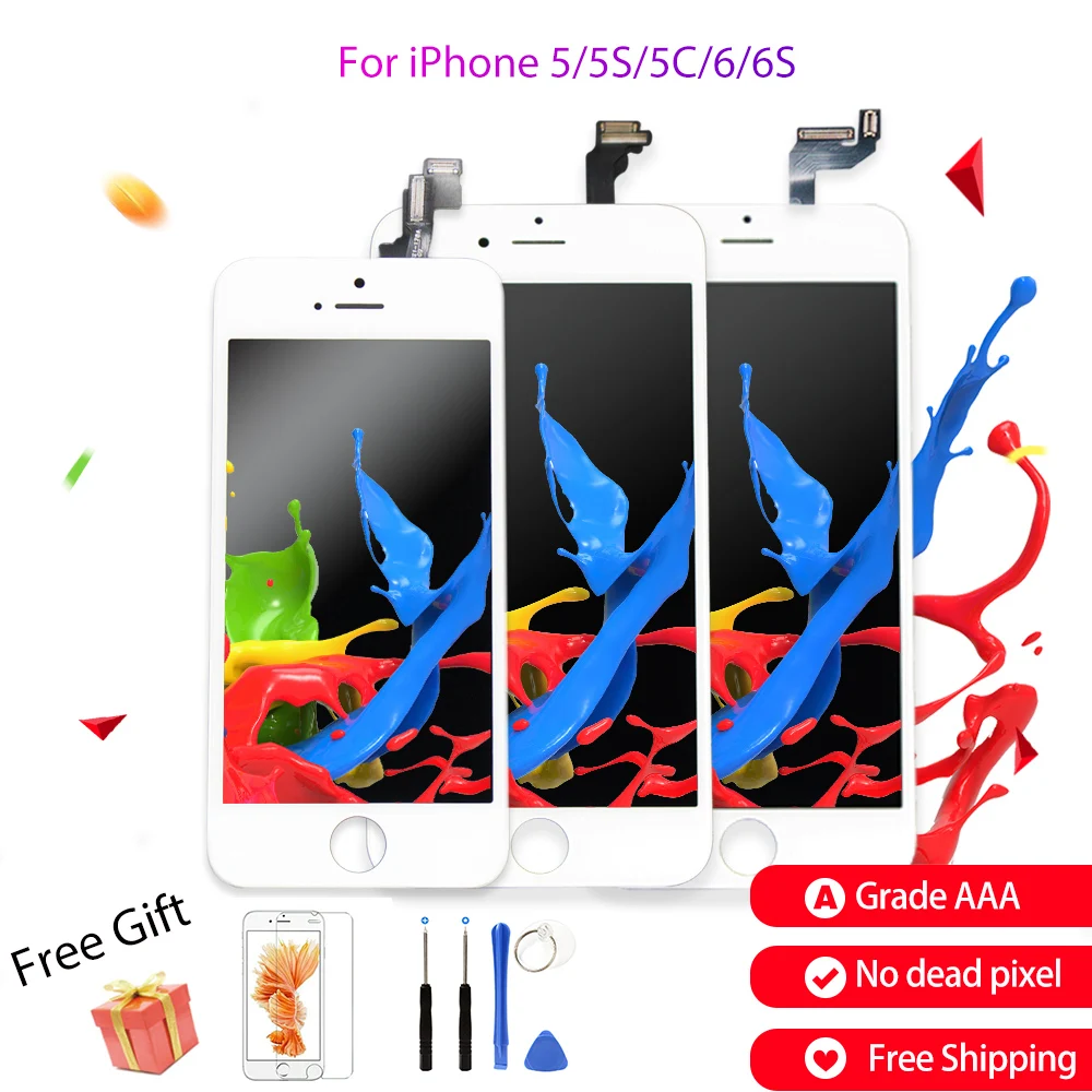 AAA ЖК дисплей для iphone 6 6S модуль сенсорный экран стекло дигитайзер Замена 5 5S 5C