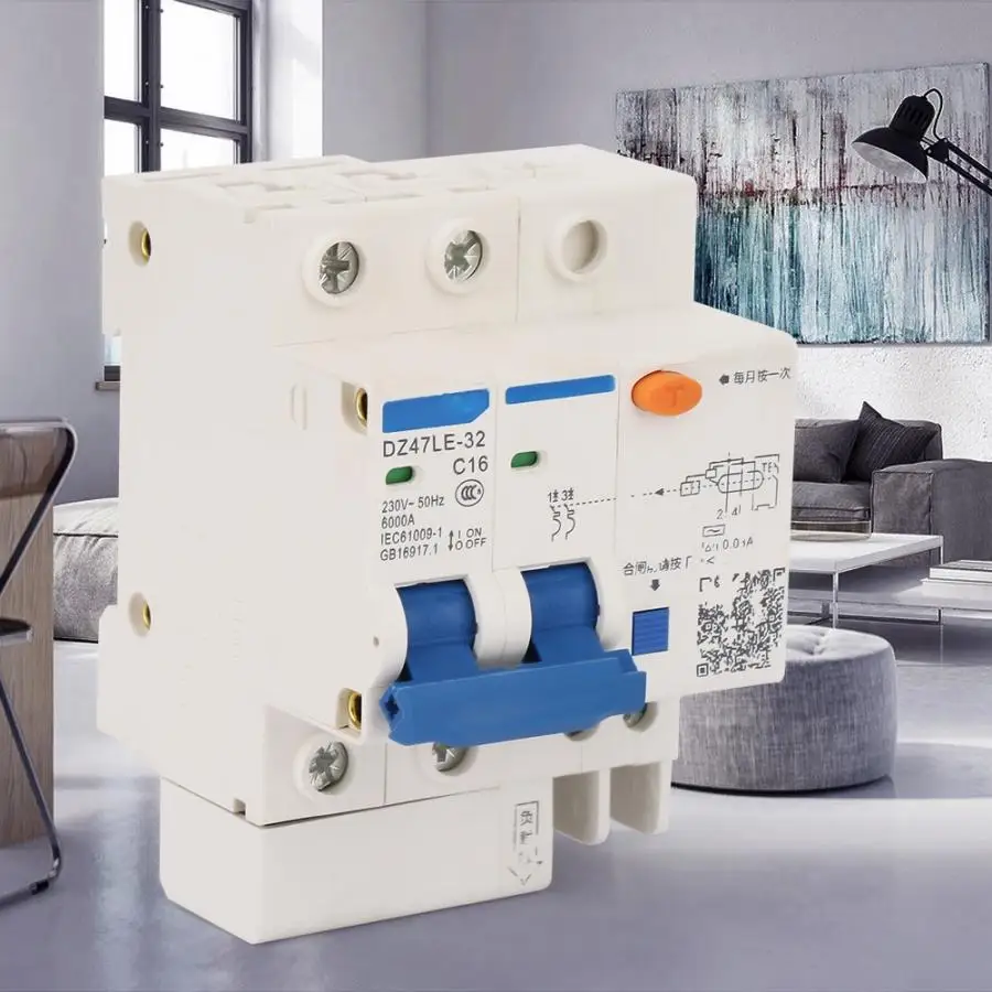 2P+ 2 RCBO выключатель остаточного тока с более чем и коротким ток утечки защиты DZ47LE-32 C16 230 V/16A