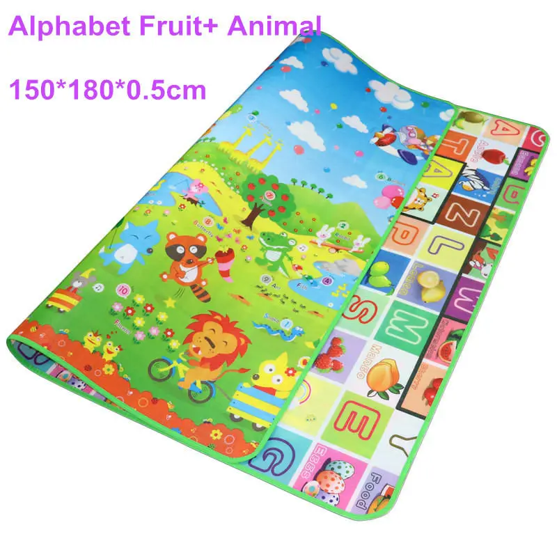 animal 150-180 Детский игровой коврик для ползания, 200*180*0,5 см, двойная поверхность, образовательный алфавит, коврик в форме животного, Детский водонепроницаемый коврик, развивающий коврик - Цвет: animal 150-180