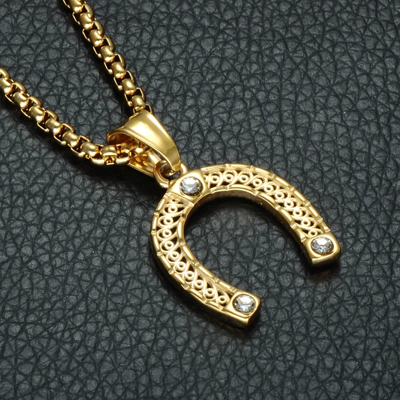 Хип трендовые буквы U кубический цирконий счастливые ожерелья Золотой Цвет