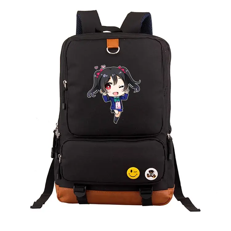 Аниме Любовь жить Обувь для девочек мультфильм Рюкзак Студенты Bagpack ноутбук Рюкзаки дети девушка большой Ёмкость портфель Школьные ранцы - Цвет: Black 9