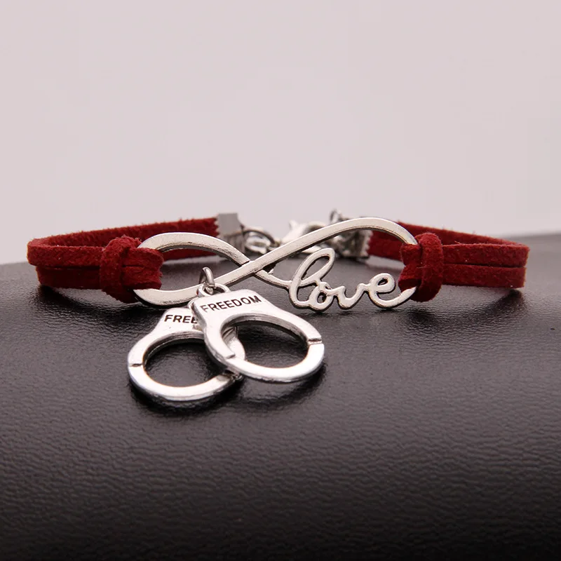 Женский кожаный браслет наручники подвеска в виде наручников|leather bracelet women|leather