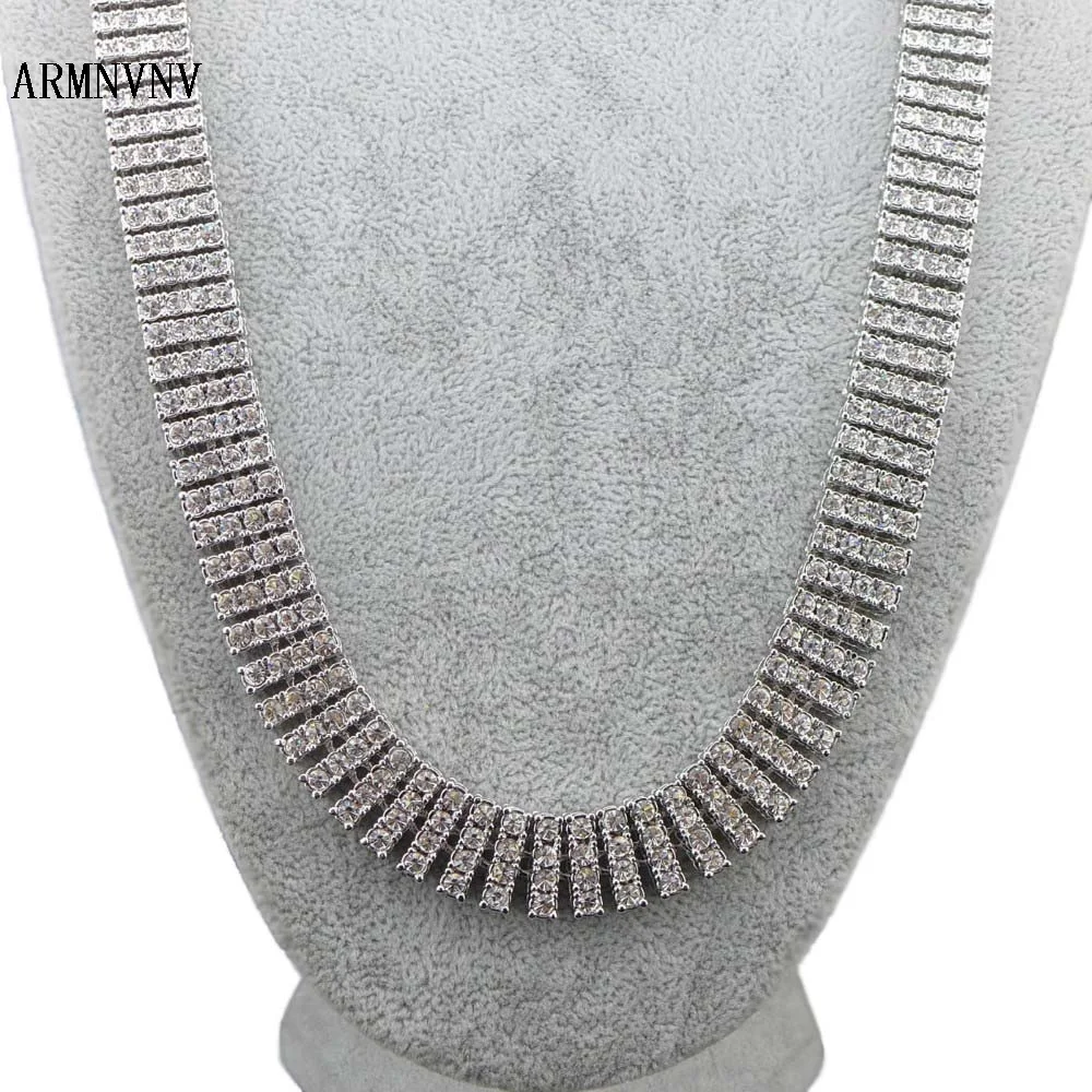 ARMNVNV New Arrival Gold Silver Black Colors 4 ROWS Iced Out Lab Rhinestones Tennis Hip Hop Necklace High Quality For Men | Украшения и
