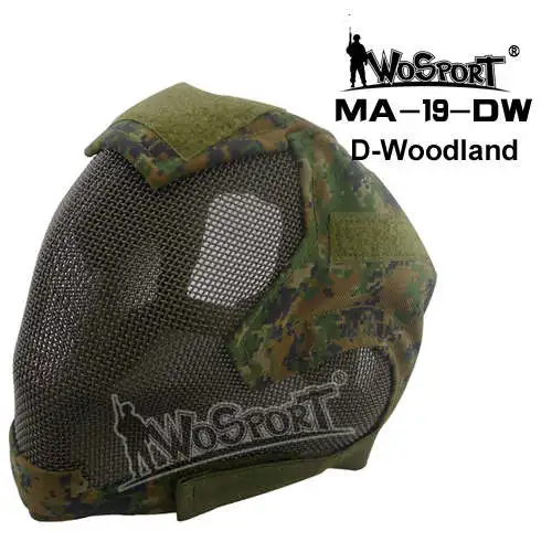MA-19-DW Wosport Спорт полный маска завернутый защитный военно-тактические для игры в страйкболл, войнушки защитная сетка Сталь пейнтбол маски для лица - Цвет: MA-19-DW