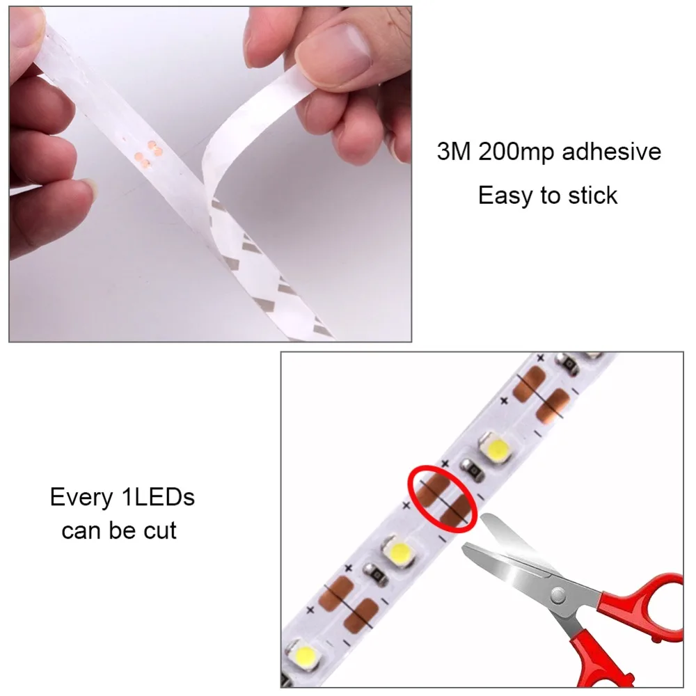 USB DC 5 В Светодиодная лента 50 см 1 м 2 м 3 м 4 м 5 м SMD 2835 кабель питания 3Key гибкий светильник Настольная лампа Декор экран ТВ светильник ing фон